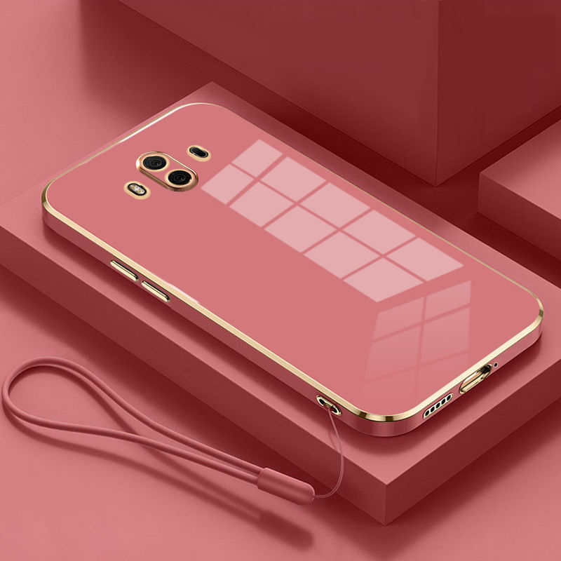 Para Huawei Mate 10 funda de lujo chapada cuadrada ALP-L29, ALP-L09, ALP-AL00, funda trasera de silicona a prueba de golpes para teléfono: Rosa púrpura