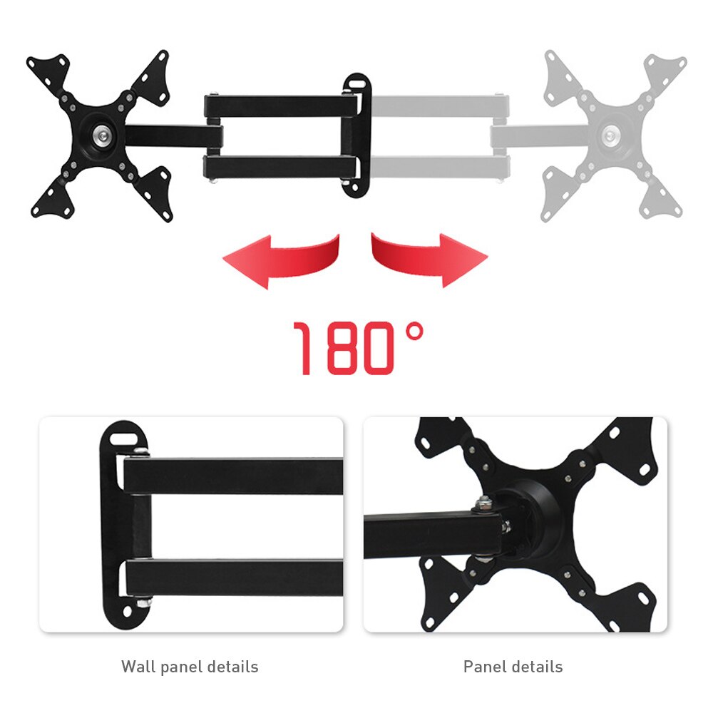 TV Wall Mount Bracket Extension Arm Tilt Swivel 360 Degree Rotated LCD Monitor Holder Rack Stand For 14inch to 32inch 10KG TV