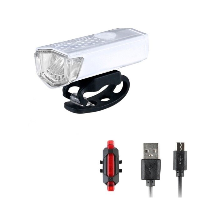 2pcs Rechargeable Waterproof T6 LED MTB Mountain Bike Front Headlight Rear Taillight Bicycle Flashlight Warning Lights: F