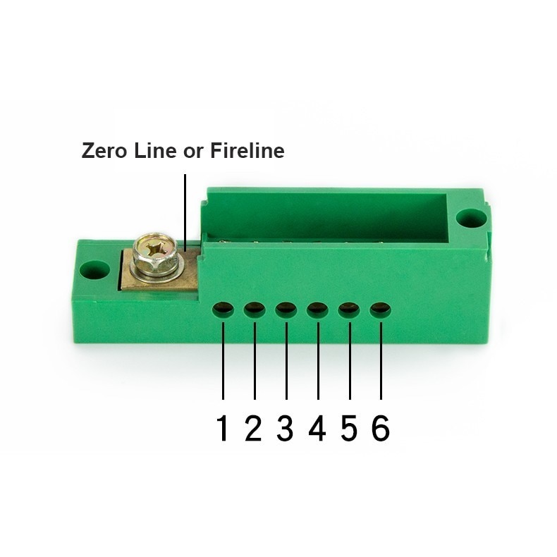 Terminal Block Green One-In Six-Out Zero Line Meter Box Connection Distribution Box Terminal Row Single Phase 660V