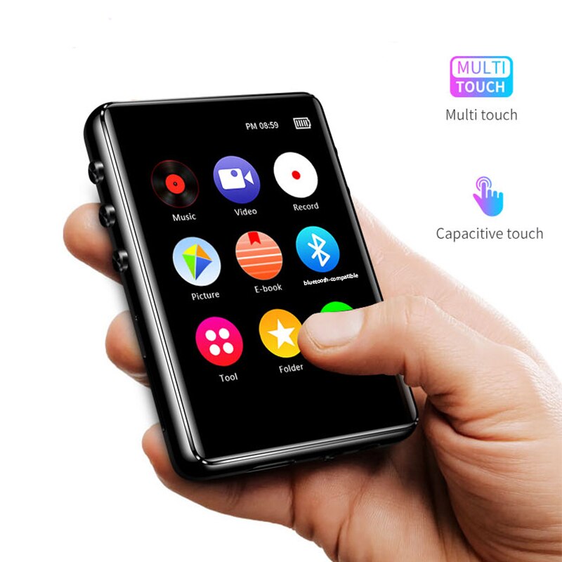 Lecteur Mp3 Mp4 Mp5 tactile, Bluetooth, 2.4 pouces, Compatible avec musique haute fidélité, vidéo, Radio FM, enregistrement, prend en charge une carte TF de 128 go