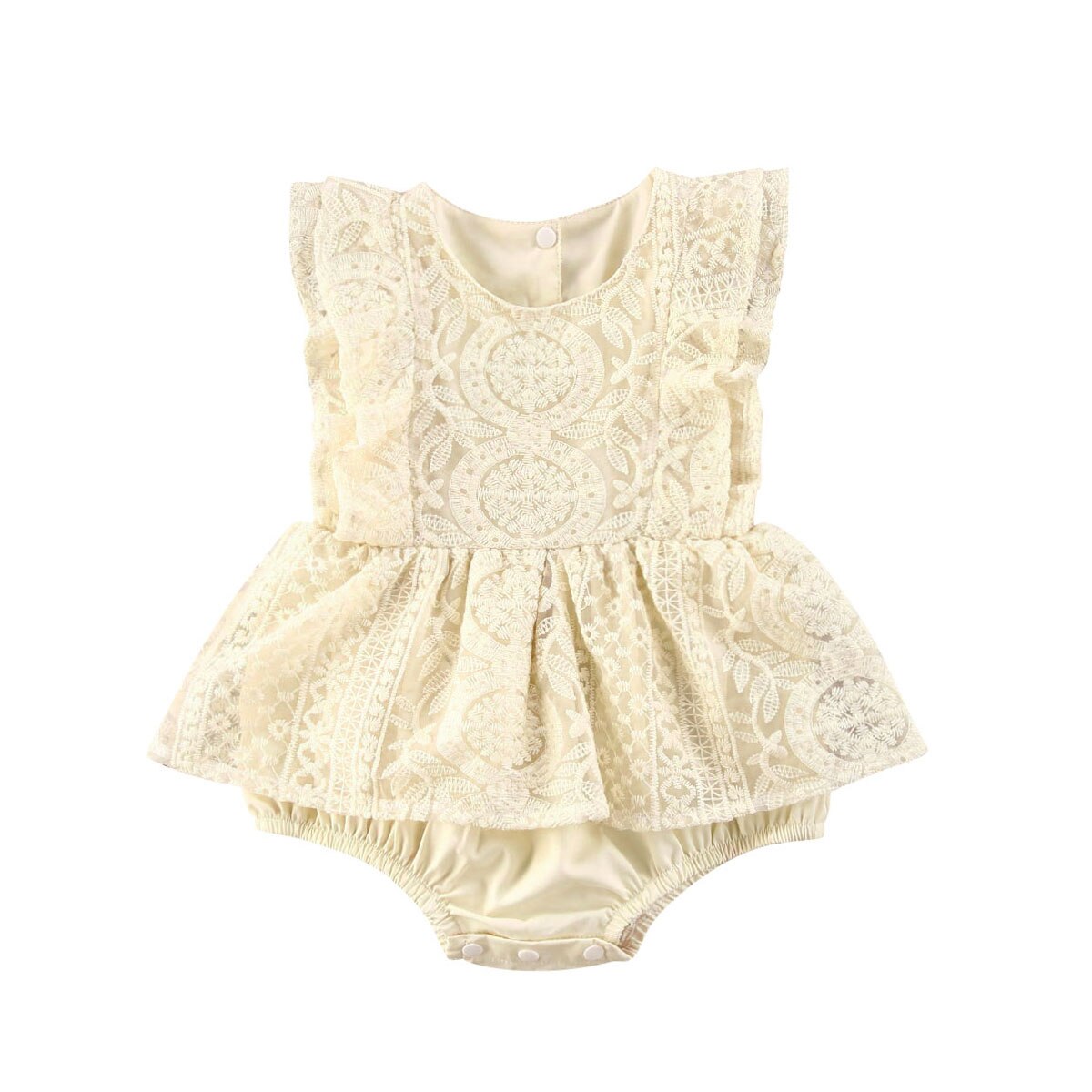0-24M Infant Baby Girls Boys Rompers Sleeveless Ruffles Lace Flowers Lovely Jumpsuits Outfits