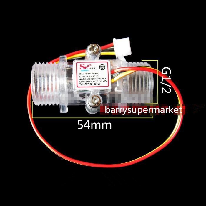 Water Flowmeter Flowmeter Hall Flow Sensor Indicator Teller Caudalimetro Transparante G1/2 0.5-25L/Min 1.2MPa F = 6 * Q