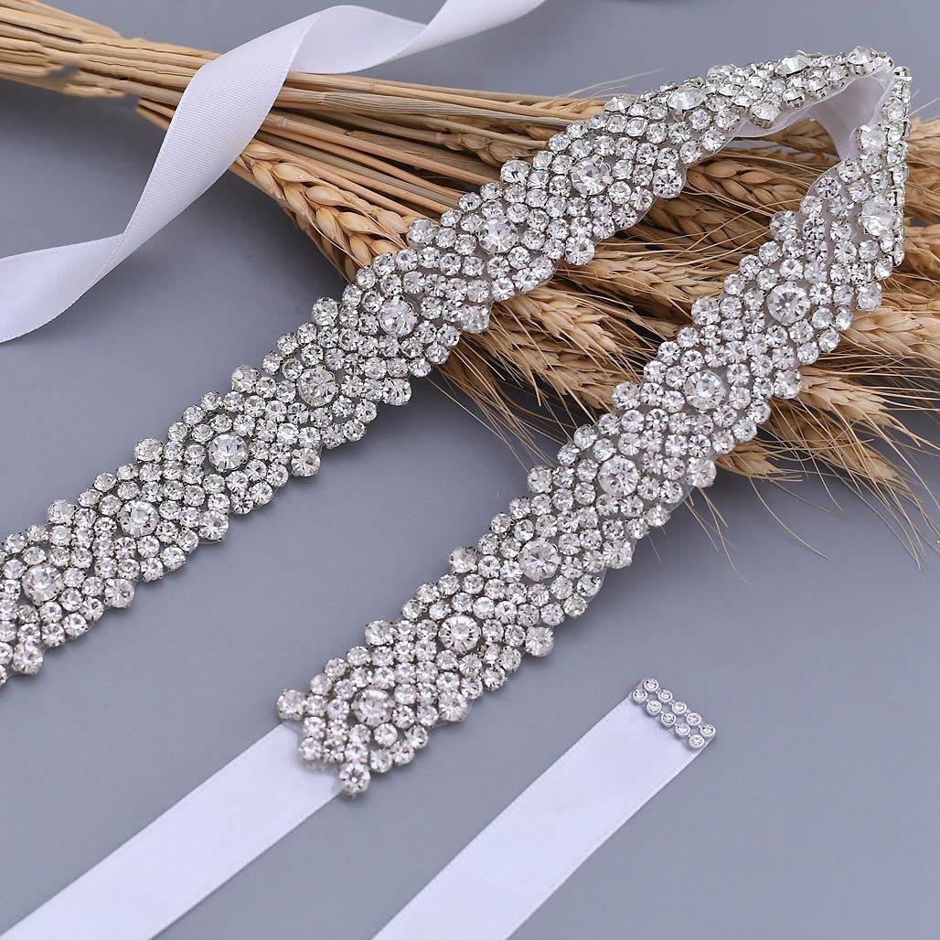 Strass Kristall Braut Gürtel Luxus Hochzeit Gürtel Schärpe Weiß Elfenbein Champagner Band Für Frauen Abendkleid Braut Schmuck