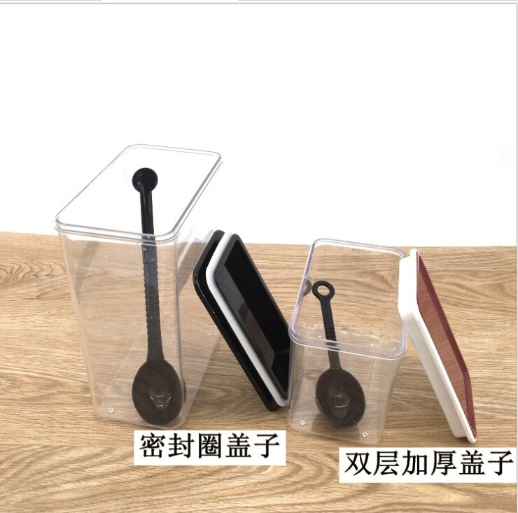 square transparent sealed jar coffee bean sealed jar storage jar Coffee shop special fruit powder box plastic sealed box