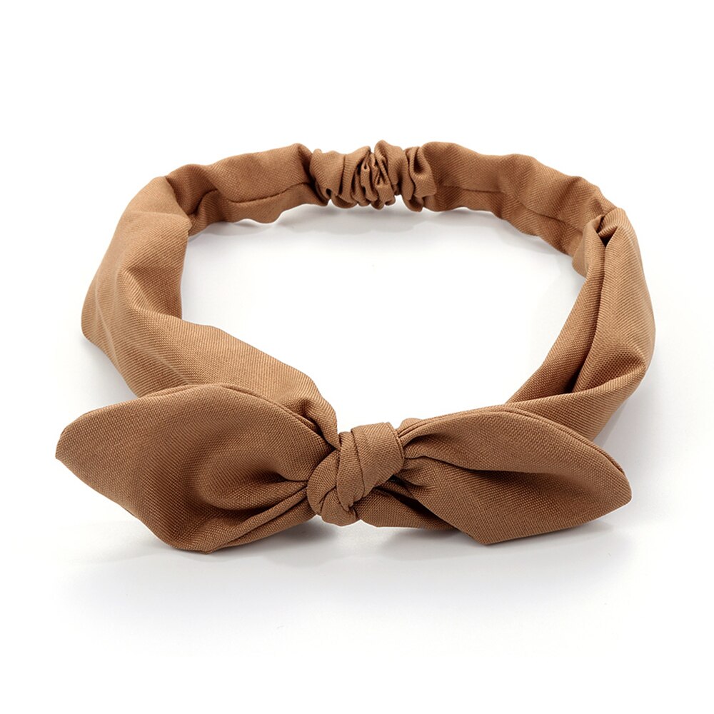 Buet pandebånd til kvinder elastisk ensfarvet turban hovedbind vintage kanin ører hårbånd damer knudet hoved wrap: 06