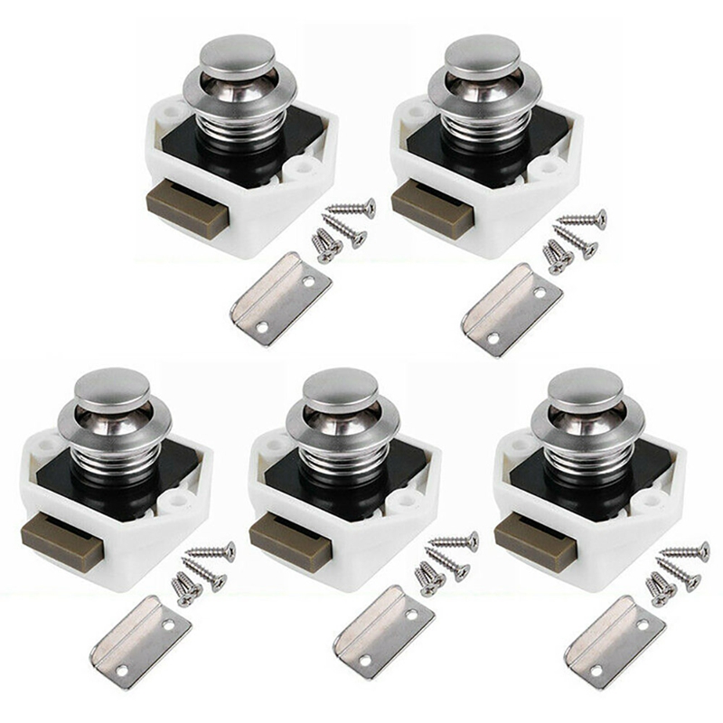 5X Push-Lock Furniture Locks Push-Button Locks for Boat Caravan Motorhome: Default Title