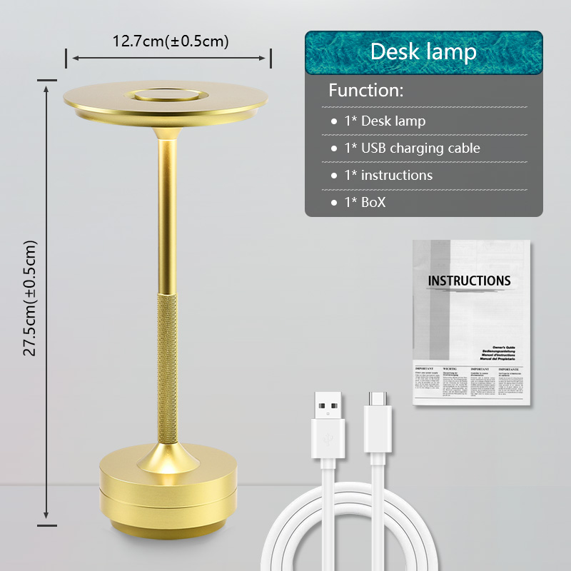 discoteca volante tocco Luci a portato 3 modalità Lampada ricaricabile per la decorazione della stanza Lampada da lettura impermeabile per esterni Comodino sbarra Luci d'atmosfera regalo: Oro