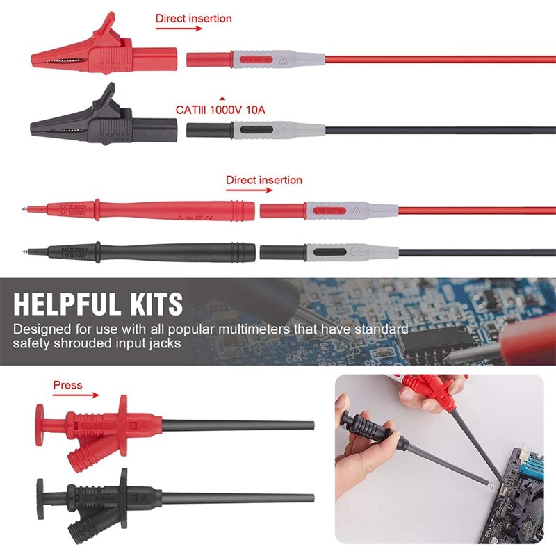 P1600C 24 in 1 Test Leads for Multimeter Probe Test Leads Kit Automotive Probe Set Ic Test Hook Alligator Clip