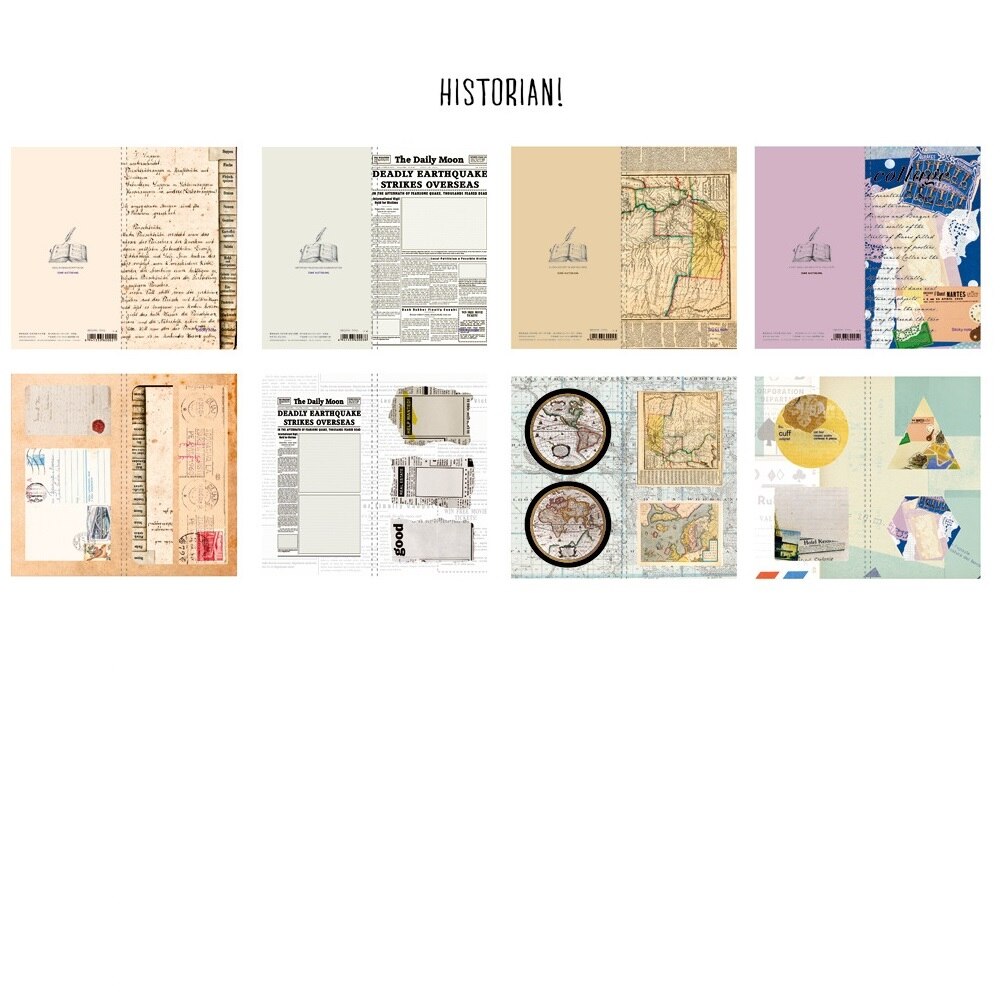 4 Stuks Retro Notebook Memo Pad Set Vintage Note Zwarte Kist Hall Of Fame Bill Historicus Briefpapier Kantoor Schoolbenodigdheden a6303: Historian set