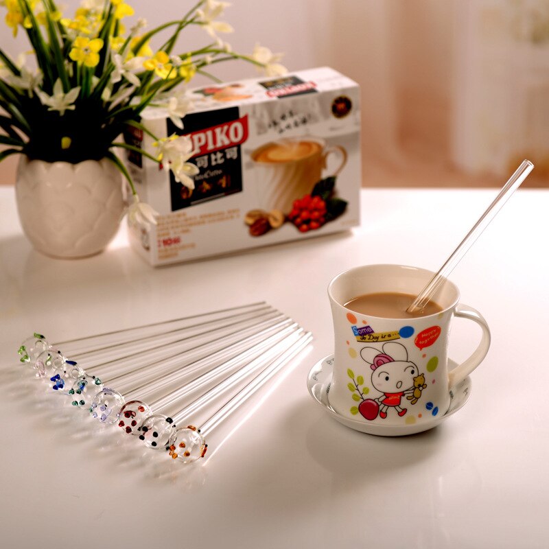 3pcs/lot Glass Straws Pig Glass Straw Lovely Drink Like Fish Handmade Glass Straw Pipette Pig Drinking Straws