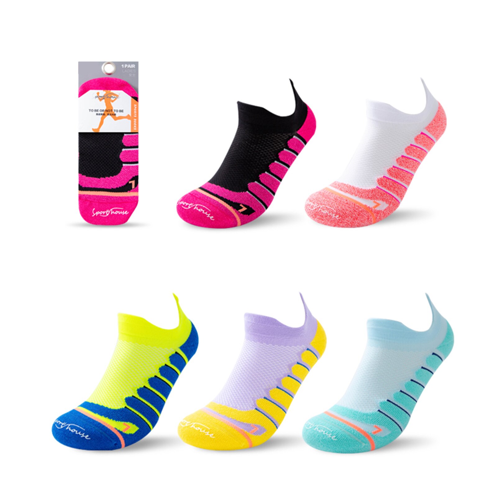 2Pairs Women Sports Socks Basketball Accessories Breathable Moisture Wicking Non-slip Elastic Cycling Sock S(35-39)