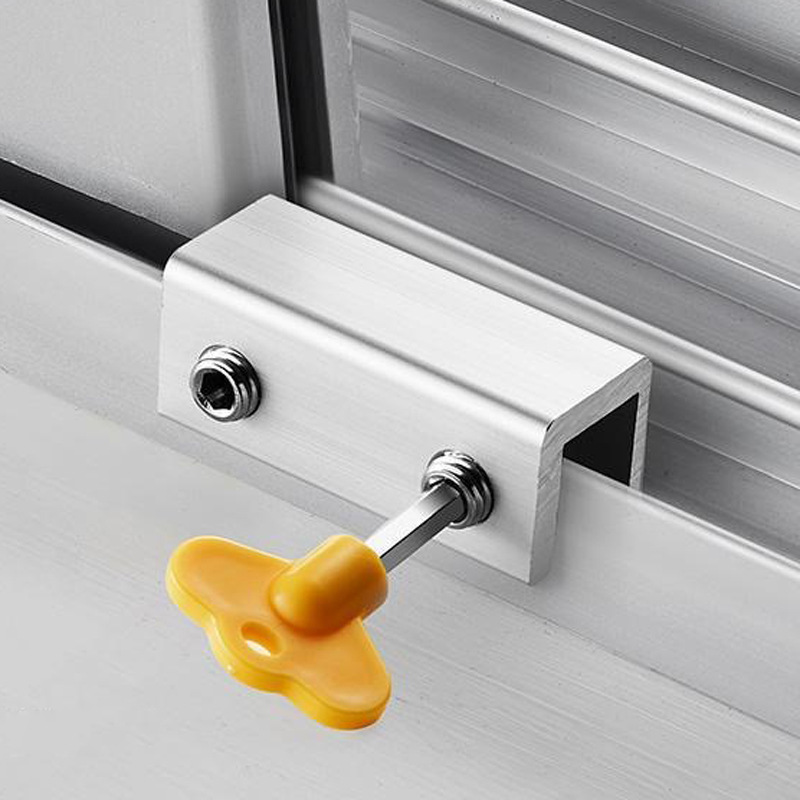 Sliding Sash Stopper Cabinet Locks Straps Doors Security Anti-theft Lock Window Sliding Door Baby Kids Child Safety Doors Lock: Gold
