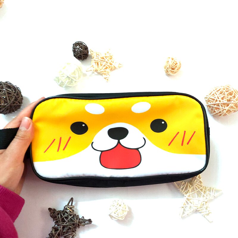 Cartoon Animals Cute Shiba Inu Pouch Pencil Case Bag Case Double Zipper Wallet