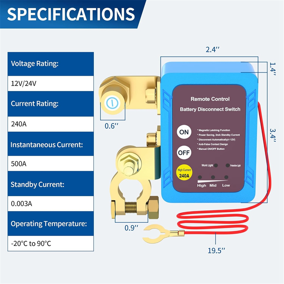 12v 240a Fernbatterie-Trenn schalter, automatischer Ausschalt schalter Auto-LKW-Boot-Fernbedienung