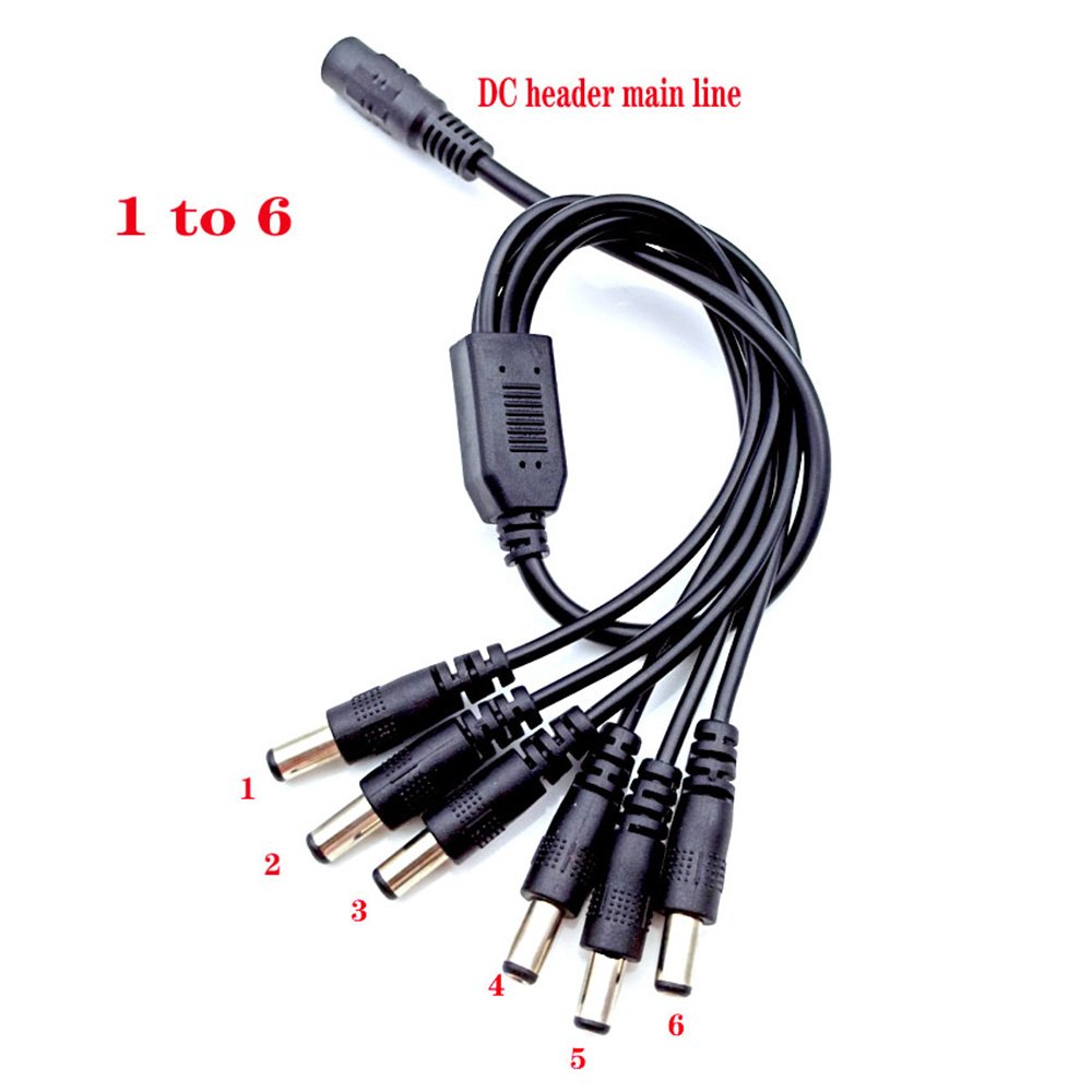 5.5*2.1mm 1 to 2/3/4/5/6/8 way dc power divider cable 5v 12v power adapter connector cable for led strip lights cctv camera: Red