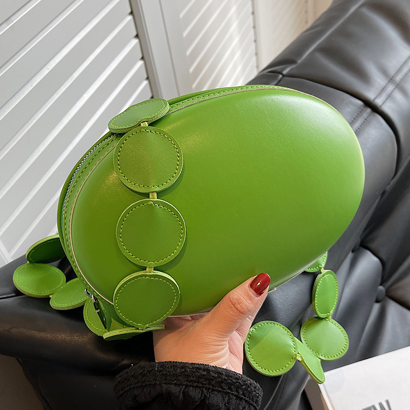 Bolso de hombro con forma de huevo para mujer, bandolera Circular ovalada con correa para el hombro, bolso de mano redondo
