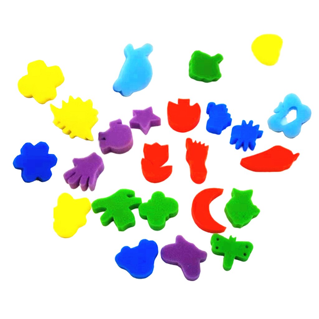 24Lot Assorted Kids Paint Sponges Art Supplies Graffiti Kids Painting Paint Brush Stamp Toddlers Children