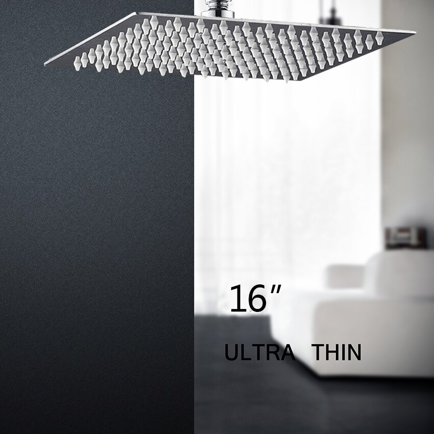 Kemaidi 6-24 tommer brusehoved loft firkantet rustfrit stål nedbør brusehoved top bruser badeværelse regnbruser hoved sprinkler