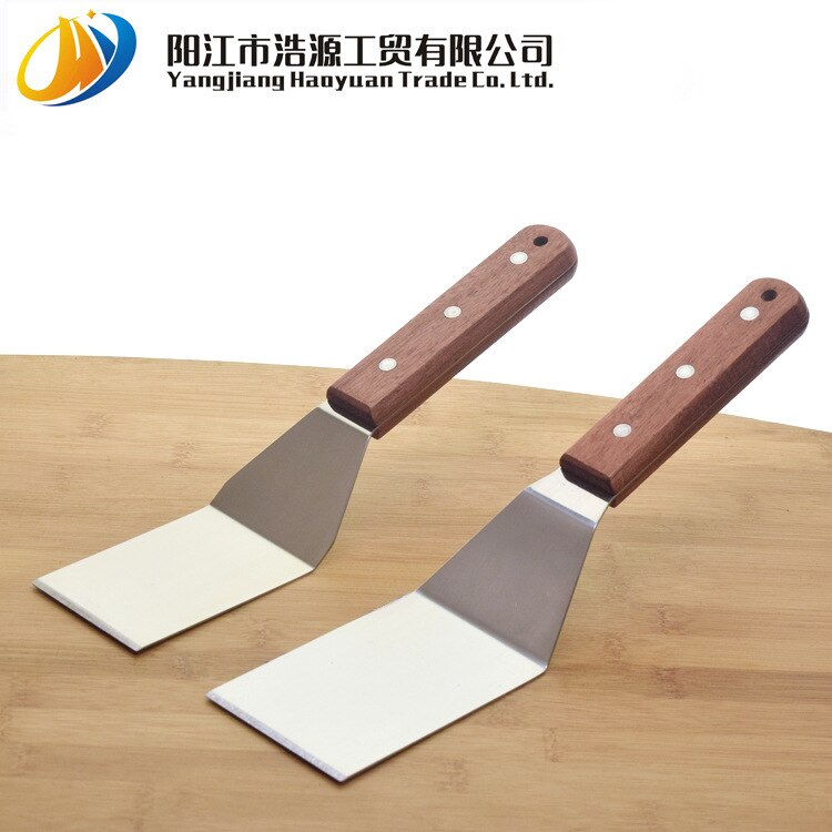 Køkkenredskaber rustfrit stål træhåndtag spatel japansk stil køkken spatel stegt bøf grillet skovl grillmaskine s