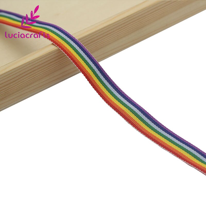 Lucia Ambachten Multi Size Regenboog Kleur Streep Grosgrain Lint Voor Diy Bow Ambachten Cadeaupapier S0603: style1   15mm 5y