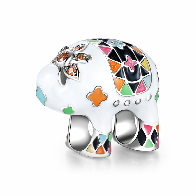 925 Sterling Silber Bunte emaille Charms Kalten polar bear bead feine Schmuck Herstellung passend original charme DIY Armband