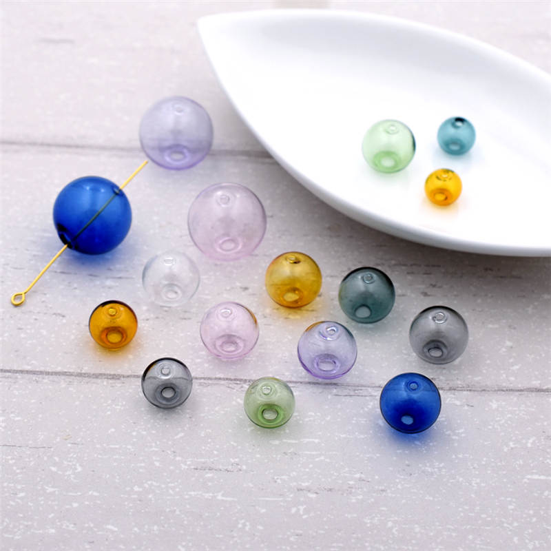 5pieces Double Hole 10-20mm Color Glass Ball Beads Hollow Glass Bottle Globe DIY Handmade Jewelry Making Accessories Findings