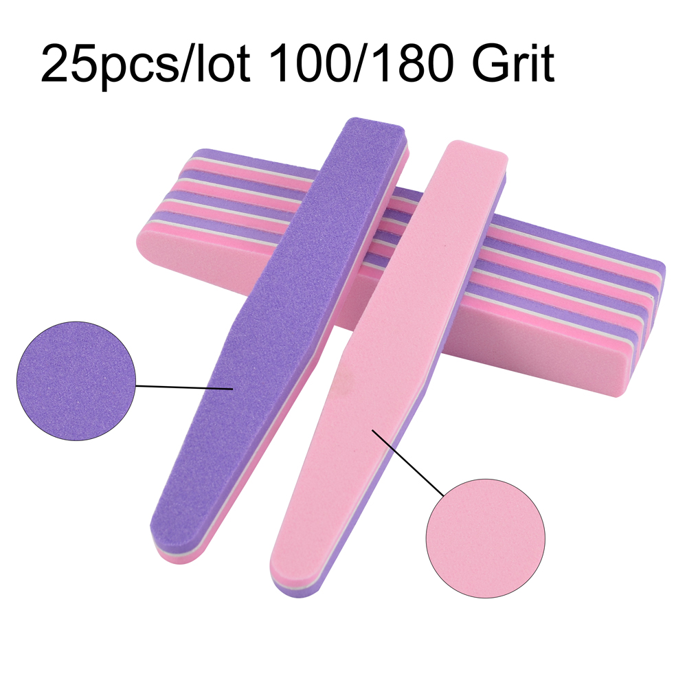 Klimonla – outils de manucure professionnels, 100/180 grains, rose, violet, courbe, bloc de ponçage, éponge, lime à ongles, 25 pièces: 25pcs lingxing