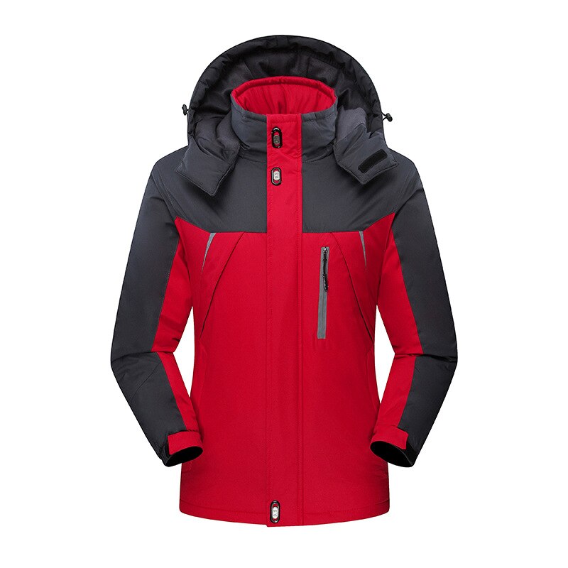 Ski Jacket Men Winter Outdoor Sports Hiking Windproof Waterproof Fleece Jackets Male Plus Size Warm Skiing Snowboarding Jackets: Red / M