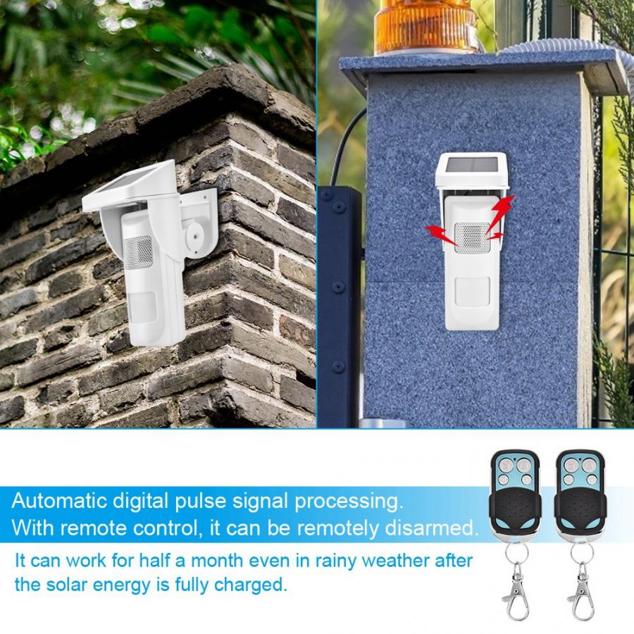 Wireless Outdoor Solar Motion Sensor Waterproof Detector Infrared Security Alarm System Infrared Alarm Detector