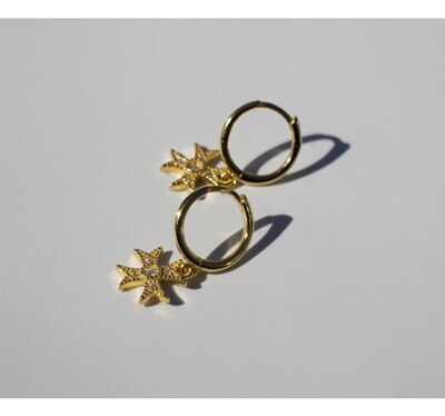 925 Orecchino D'argento di Modo di Zircon Croce Geometria Breve Orecchino di Goccia dell'orecchio osso Fibbia Selvaggio Tendenza Della Ragazza del Ragazzo Orecchio Argento jewe: 1 paio oro 8.5mm