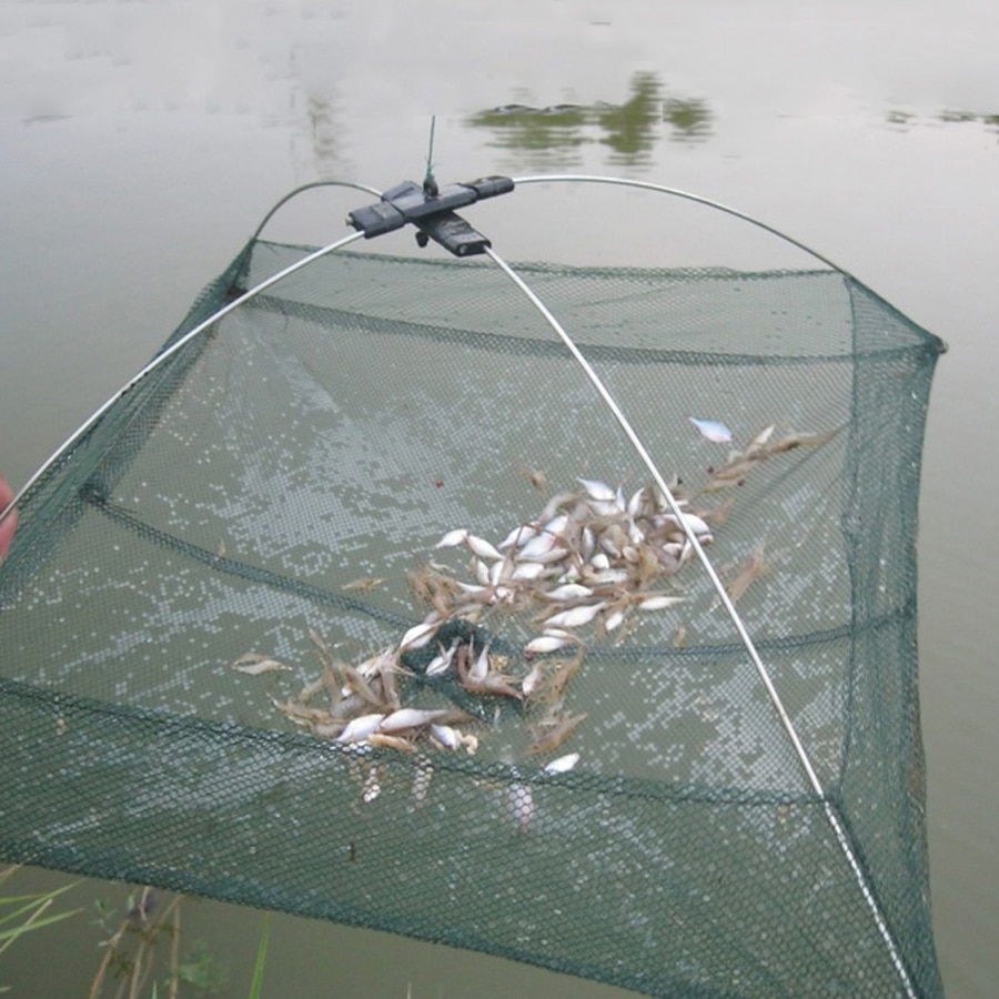 60 x 60cm 80 x 80cm firkantet fiskelandingsnetfældenet til fangst af rejekrabbe små fiskegarn fiskeredskab