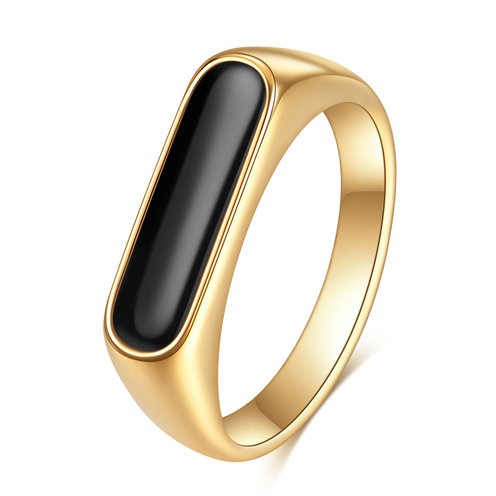VQYSKO Anillo de nácar resistente al agua sin deslustre, anillo de sello, barra delicada, hermoso para ella, joyería grapa: 5 / Negro