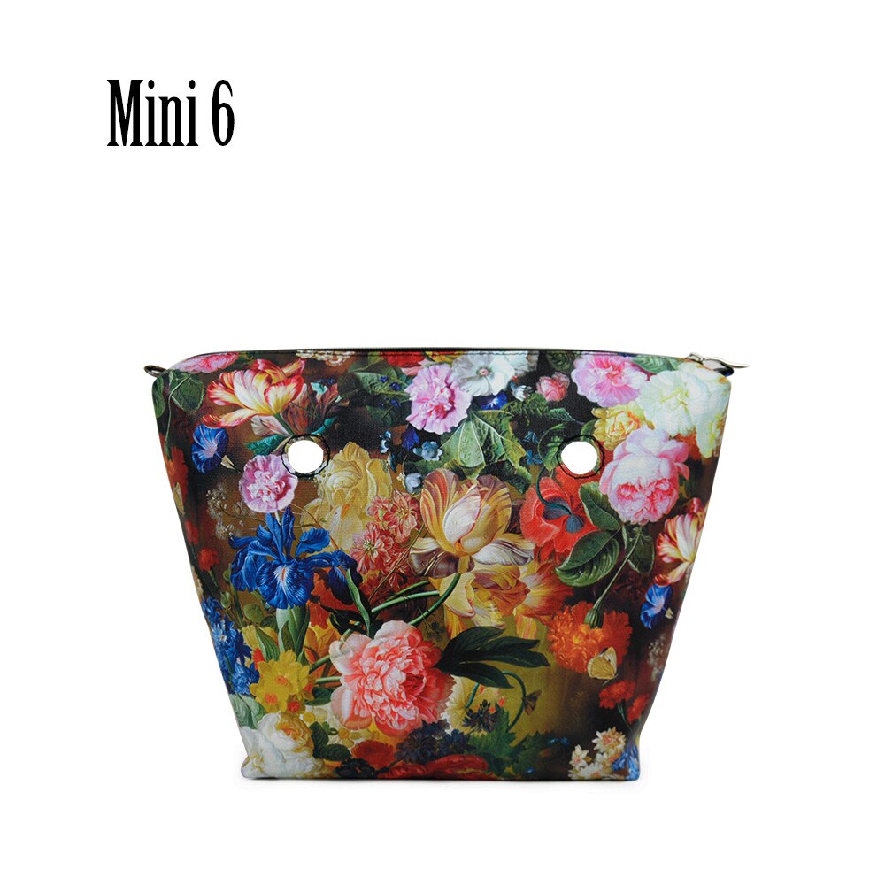 Inner Zipper Pocket Floral PU Leather Lining Waterproof Insert for Big Classic Mini Obag EVA O BAG Women Handbag: Mini 6