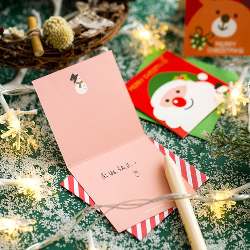5 pièces/lot belle joyeux noël mini carte postale carte de voeux avec enveloppe carte de noël cartes