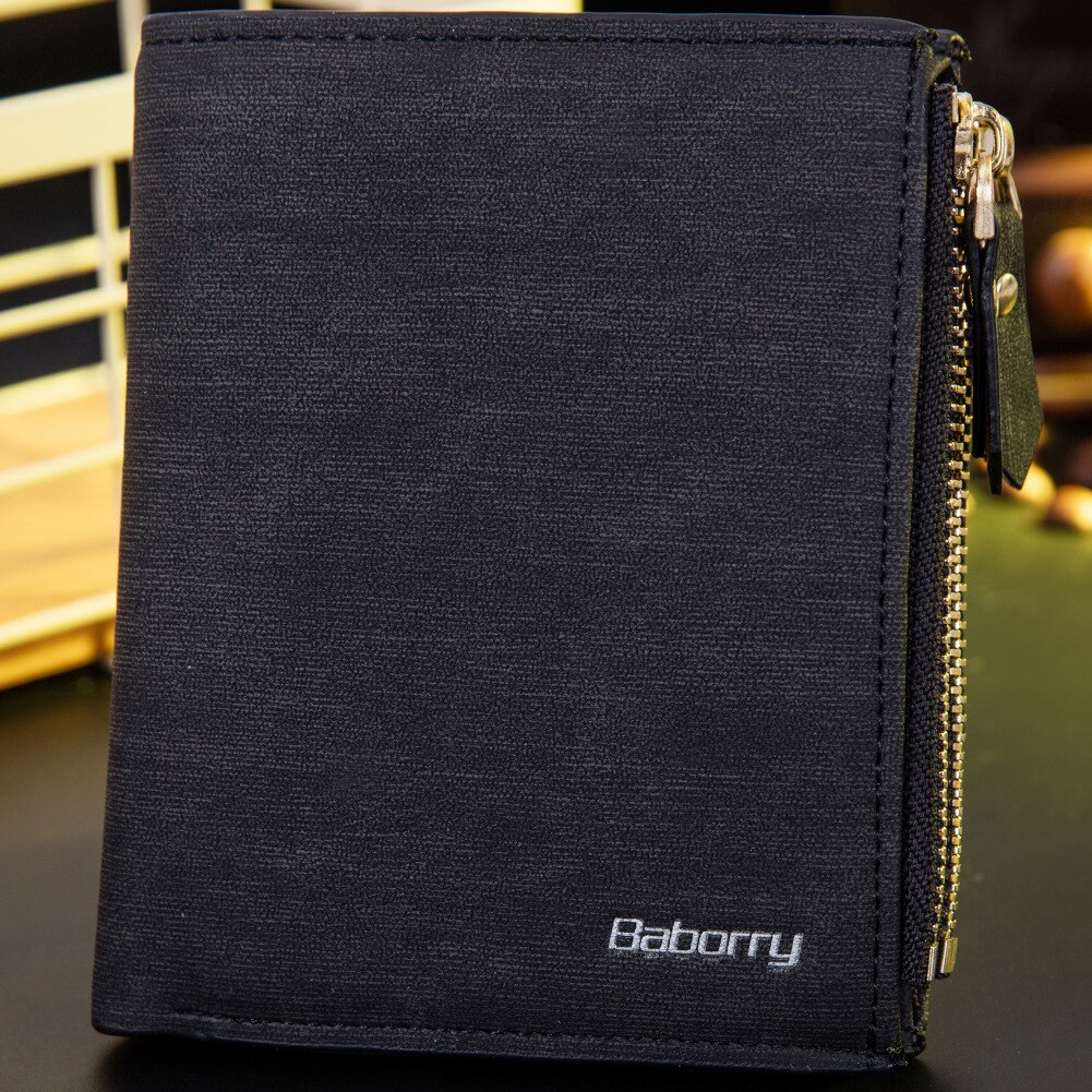 RFID Protect Men Wallet Solid Soft PU Coin purse Card Holder Short Wallets Slim Wallet for Men Geldbeutel Herren: Black