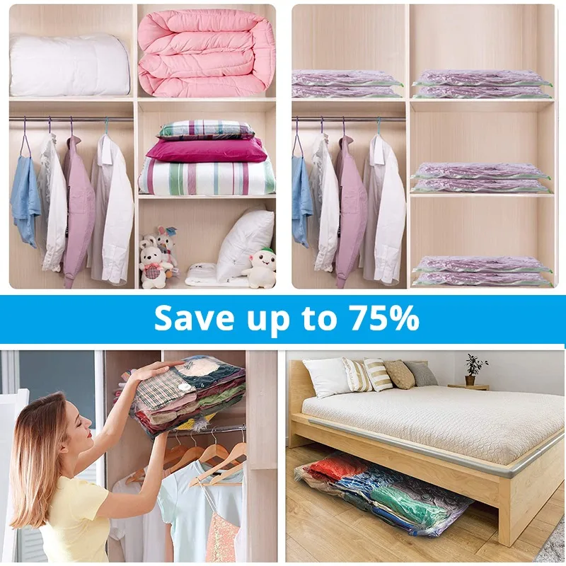 4 Stuks Verdikte Vacuüm Compressiezak, Transparante Quilt Vacuümzak, Opbergtas, Huishoudelijke Kleding Opslag En Sorteertas