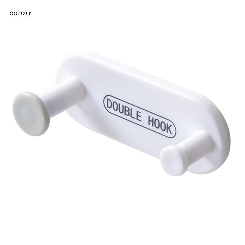 4Pcs Wall Mount Plastic Key Holder Double Hooks Cable Organizer Clothes Hanger