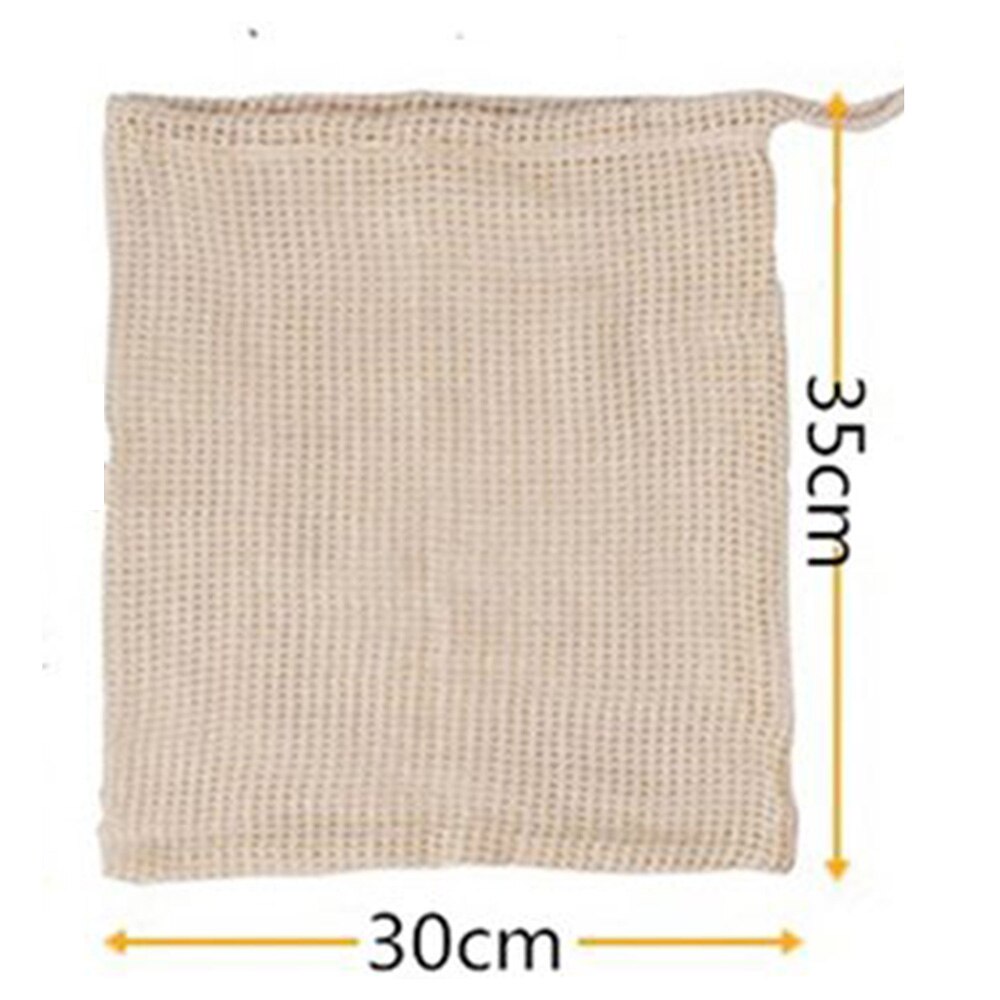 1PC Vegetable Bags Ecology Reusable Produce Bags Cotton Mesh Bags With Drawstring Home Kitchen Fruit And Vegetable Storage: 30 X 35