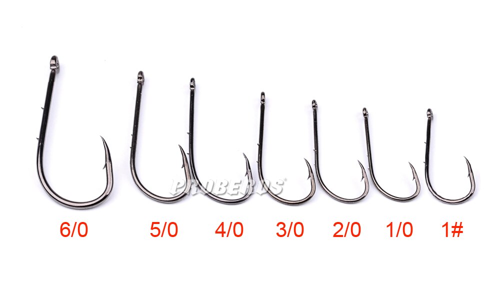 100pcs/lot Fishing Hooks 6-1# 1/0-6/0# Fish Hook Bait Holder Black Color Jig Big Barbed Hook Treble Hooks Fishing Tackle Pesca