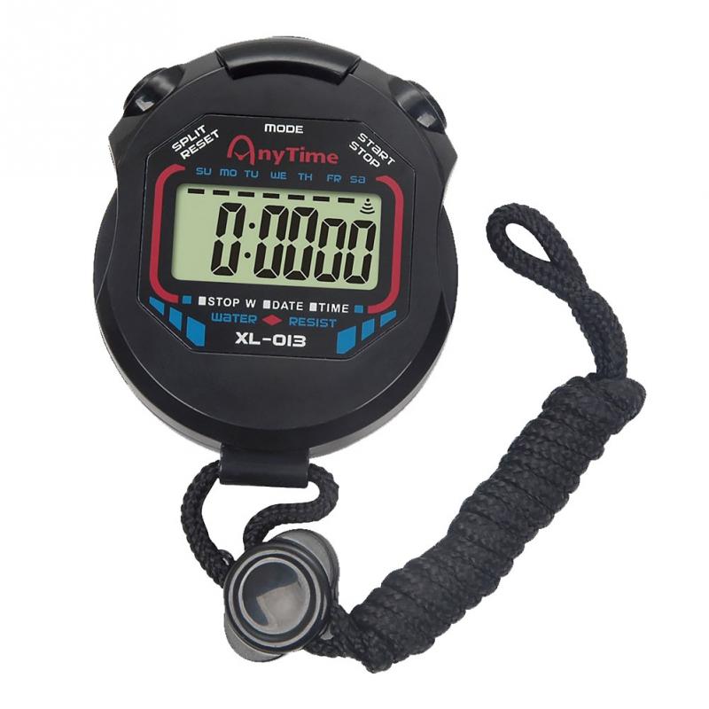 Classic Digital Handheld LCD Chronograph Sports Stopwatch Timer Stop Watch with string