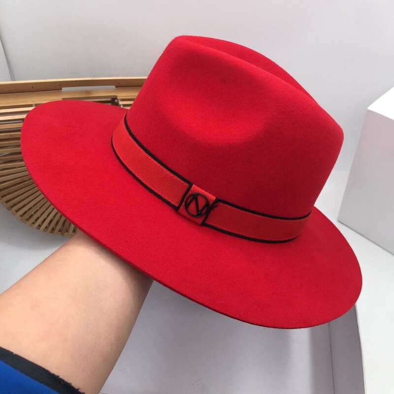 Kapelusz dla mężczyzn i kobiet nowy czerwony kapelusz Pan wełniany kapelusz dzwon modne kapelusze