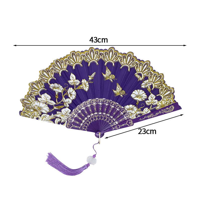 Abanico de mano plegable de seda Vintage, abanico personalizado antiguo de bambú, abanicos de utilería de baile femenino de estilo chino, decoración portátil grabada a mano: Chocolate