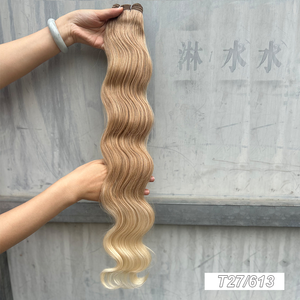 Brun chocolat 6 # Tissage en lot synthétique Body Wave en Fiber résistante à la chaleur, Extensions de cheveux doux, Bio naturel, semblable à l'humain: #27 / 26 pouces
