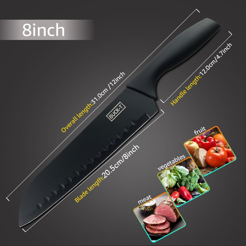 Myvit couteau de cuisine Chef 8 | En acier inoxydable 5CR15 couteau à Sushi de Style japonais, couperet à viande, couteaux de cuisine, outil de coupe