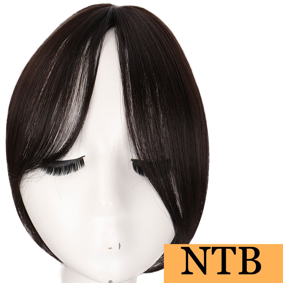 clip in fringe bangs hair wig pieces synthetic fiber natural hair color black brown hair extension front neat headwear MUMUPI: black