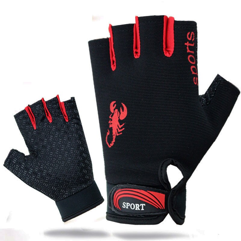 Fishing Gloves Half Finger Men Women's Summer Sports Fishing Training Gloves Non Slip Sunscreen Breathable Fingerless Mittens: Black