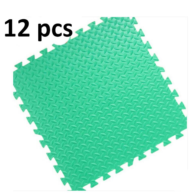12 Stuks 30*30Cm Eva Non-Slip Vloermatten Voor Gym Floor Mat Splicing Patchwork Tapijten Dikker shock Voor Gym Fitness Kamer Workouts: 30x30x1cm 12pcsGreen