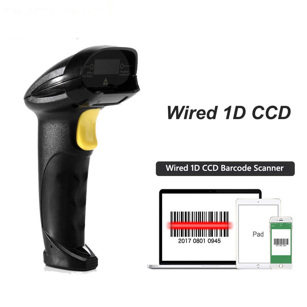 1D & 2D barcode scanner Supermarkt Psp 2D Code Scanner Bar Code Reader QR Code Reader PDF417 2.4G draadloze & wired: Wired 1D CCD Scanner