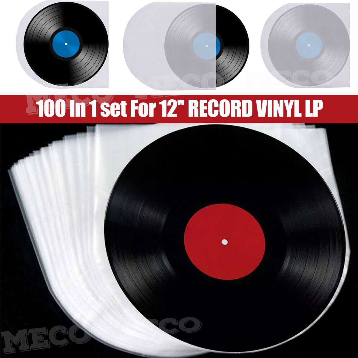 100Pcs PE Vinyl Record 12&#39;&#39; LP Record Plastic Bags Anti-static Record Sleeves Outer Inner Plastic Clear Cover Container